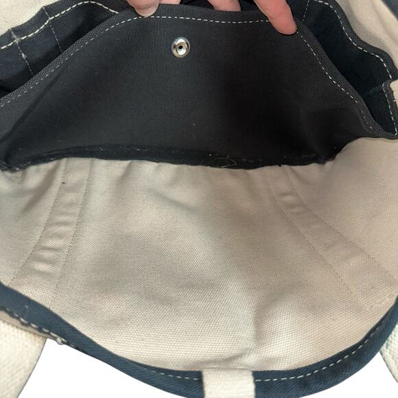 Lands’ End Large Canvas Tote Bag Black White Plaid Houndstooth Shoulder Carryall - Picture 13 of 15